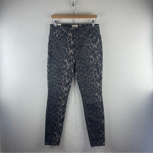 L’AGENCE Paris l 31 Marguerite Leopard Print High Rise Skinny 30” Stretch Jeans - Picture 1 of 15